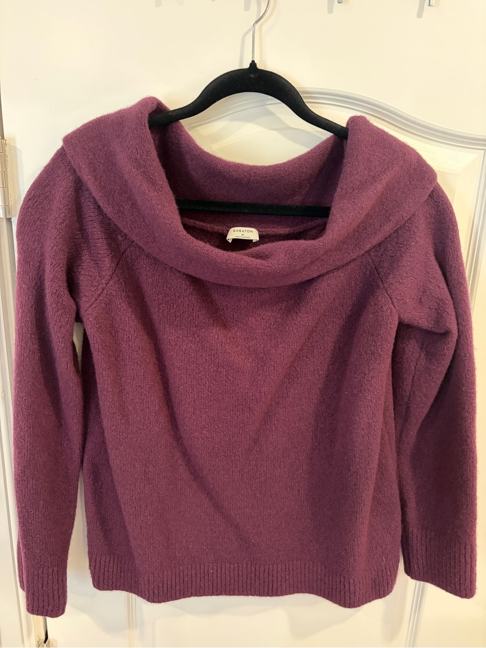 Aritzia Babaton Women's Off the Shoulder Sweater - Plum